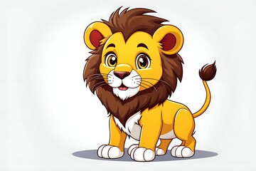 Wall Mural - Cartoon Illustration of a Smiling Lion Cub