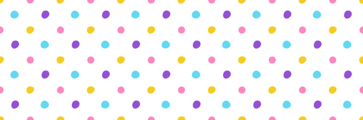 Wall Mural - colorful seamless pattern set of hand drawn polka dots.trendy design with abstract shapes, simple an