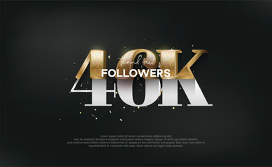 Wall Mural - Unique and luxurious design with gold glitter numbers, design for social media post greetings, thank you 46k followers.