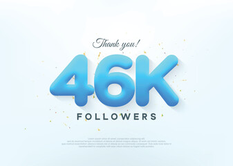 Wall Mural - Thank you 46k followers, with blue balloons numbers.