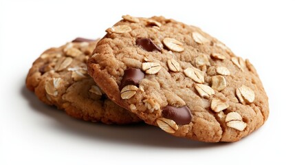 Delicious oatmeal cookies with rolled oats and chocolate chips for a tasty snack