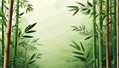 Serenity of Bamboo Grove Lush Green Vector Background