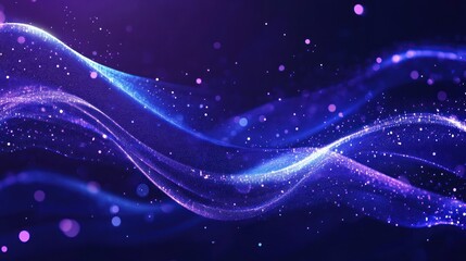 Sticker - Abstract Blue and Purple Wave with Glimmering Particles