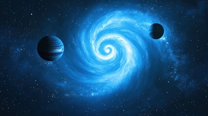 Wall Mural - Spiral Galaxy and Planets