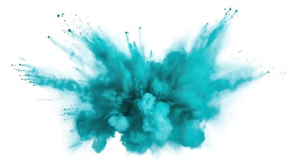 Wall Mural - light blue color paint explosion isolated on white background