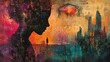© BonzEarthsnapper - Abstract digital collage featuring diverse figures, interlaced with digital textures, floating shapes, and dreamlike elements