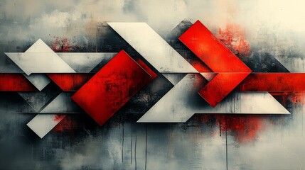 Wall Mural - Abstract geometric design with red and white