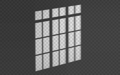 Wall Mural - light effect shadow overlay from elegant french window isolated transparent background.