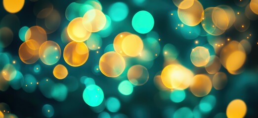 Poster - Abstract teal and gold bokeh