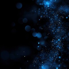 Wall Mural - Sparkling blue lights on black