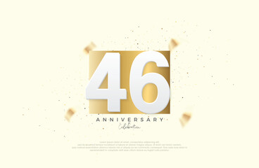 Wall Mural - 46th anniversary celebration, with numbers on elegant gold paper. Premium vector for poster, banner, celebration greeting.