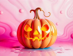 Wall Mural - Surreal Halloween image with pink nuance. Suitable for celebrating Halloween and etc.