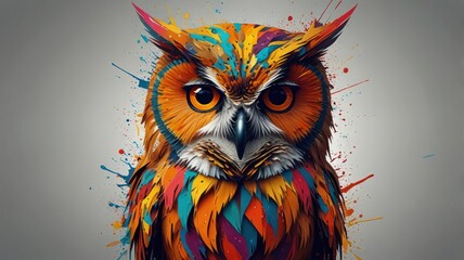 Wall Mural - Colorful Owl Portrait