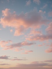 Wall Mural - Soft pink clouds drift across a light blue sky.