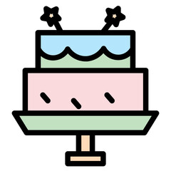 Sticker - Bakery Cake Sweets Filled Outline Icon