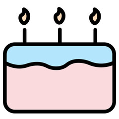 Sticker - Cake Candles Cream Filled Outline Icon