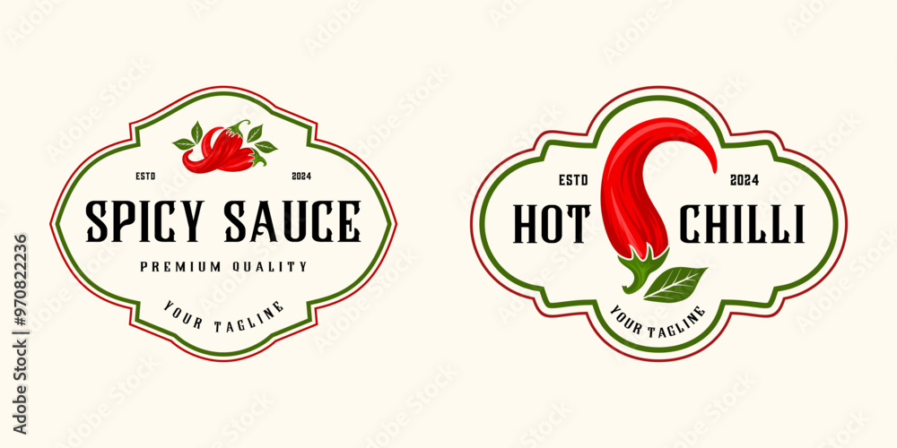 hot chili vector label design. red chili concept, for spicy food ...
