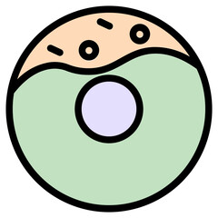 Sticker - Donut Bakery Dessert Filled Outline Icon