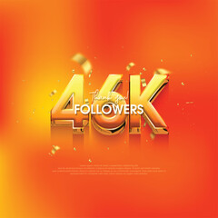 Wall Mural - 46k followers speech background, with a bright and fresh orange color.