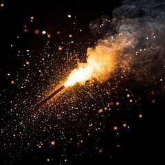 Sticker - Sparklers and smoke against a black background