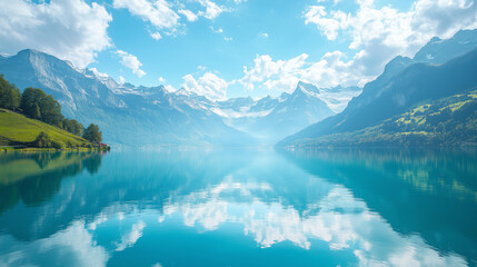 mountain landscape with water reflection