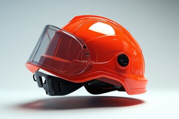 Wall Mural - Orange Hard Hat with Clear Visor on White Background