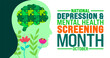 © Neelrong - National Depression and Mental Health Screening Month background or banner design template is observed every year in October. Holiday concept. Template for card, poster, placard, template. eps 10