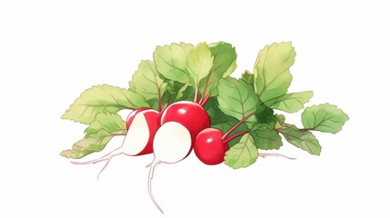 Wall Mural - A close up of a bunch of radishes with some green leaves