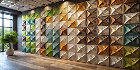 Elevate your space with modern 3D wall panels showcasing intricate abstract geometric patterns in a variety of colors