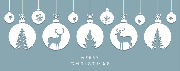 Wall Mural - christmas greeting card with decorative christmas balls with reindeer vector illustration
