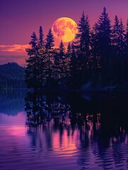 Wall Mural - midnight serenity at the lake