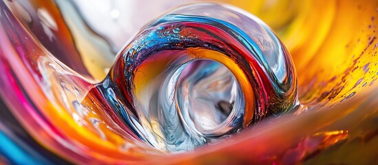 Wall Mural - Abstract swirl of vibrant colors and glass-like textures.