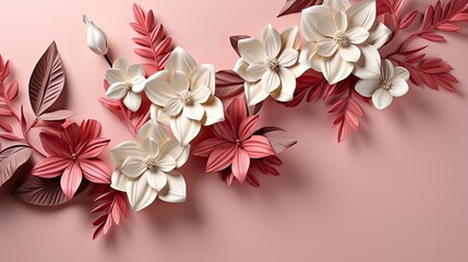 Wall Mural - red and white flower