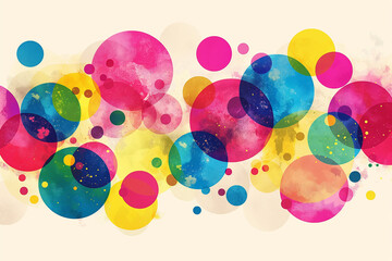 an abstract modern art background featuring an array of circles and spots in vibrant, colorful hues 