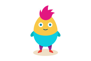 Wall Mural -  Egg character in various color with casual cool hair vector art illustration