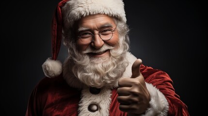 Santa Claus with thumbs up isolated on white background.