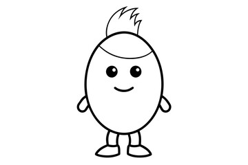 Wall Mural - Egg character line art with casual cool hair vector art illustration