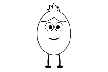 Wall Mural - Egg character line art with casual cool hair vector art illustration