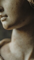 Wall Mural - Close-up of a classical statue's neck and shoulder detail.