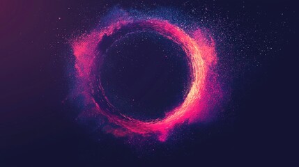 Abstract Colorful Ring of Light with Glowing Particles on Dark Background