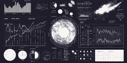 Fototapete - FUTURAL Communication Panel Element And Circles Equalizer Line Hi Tech User Interface Modern Background