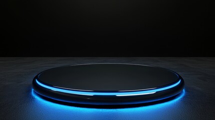 Leinwandbilder - Abstract technology product display background rendered in 3D, featuring a sci-fi circle circuit hud on a gradient blue computer circuit background.