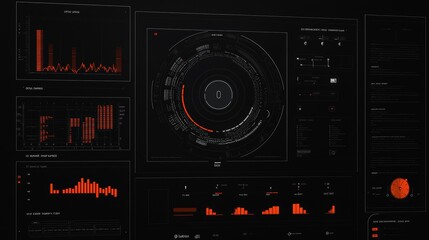 Aufkleber - A futuristic head-up display with digital data telemetry information displayed on a digital background computer desktop