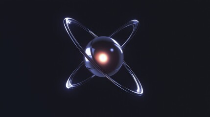 Fototapete - The concept illustration shows the glowing proton neutron nucleus, atom space physics, centric gravity, and electrons orbiting around the nucleus as real particles orbiting the nucleus in an orderly
