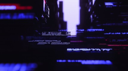 Aufkleber - A digital cyberspace concept with particles and digital data networks. High speed connection with data analysis. Digital background concept.