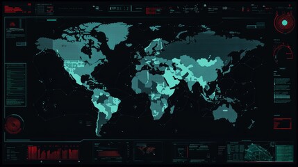 Aufkleber - An abstract futuristic holographic background with network connection structure, a world map with icons that represent peopleconnected by networks, a digital abstract background with global