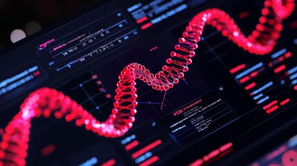 Poster - HUD. Graphimaterial brain match DNA. 3D rendered infographic motion.