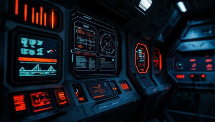 Sticker - HUDS for shuttle spacecraft or user interfaces for sci-fi space games. Futuristic aiming concept.