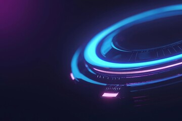 Fototapete - An abstract technology interface with hologram elements of digital data charts, communication, and generative AI