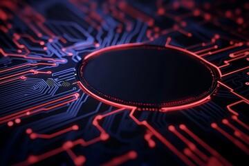 Leinwandbilder - Digital hologram background with futuristic abstract circular technology. Stock photo